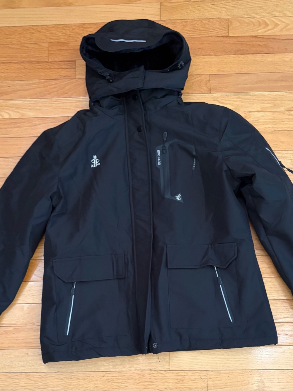 Kids aspo Black Waterproof Hooded Jacket